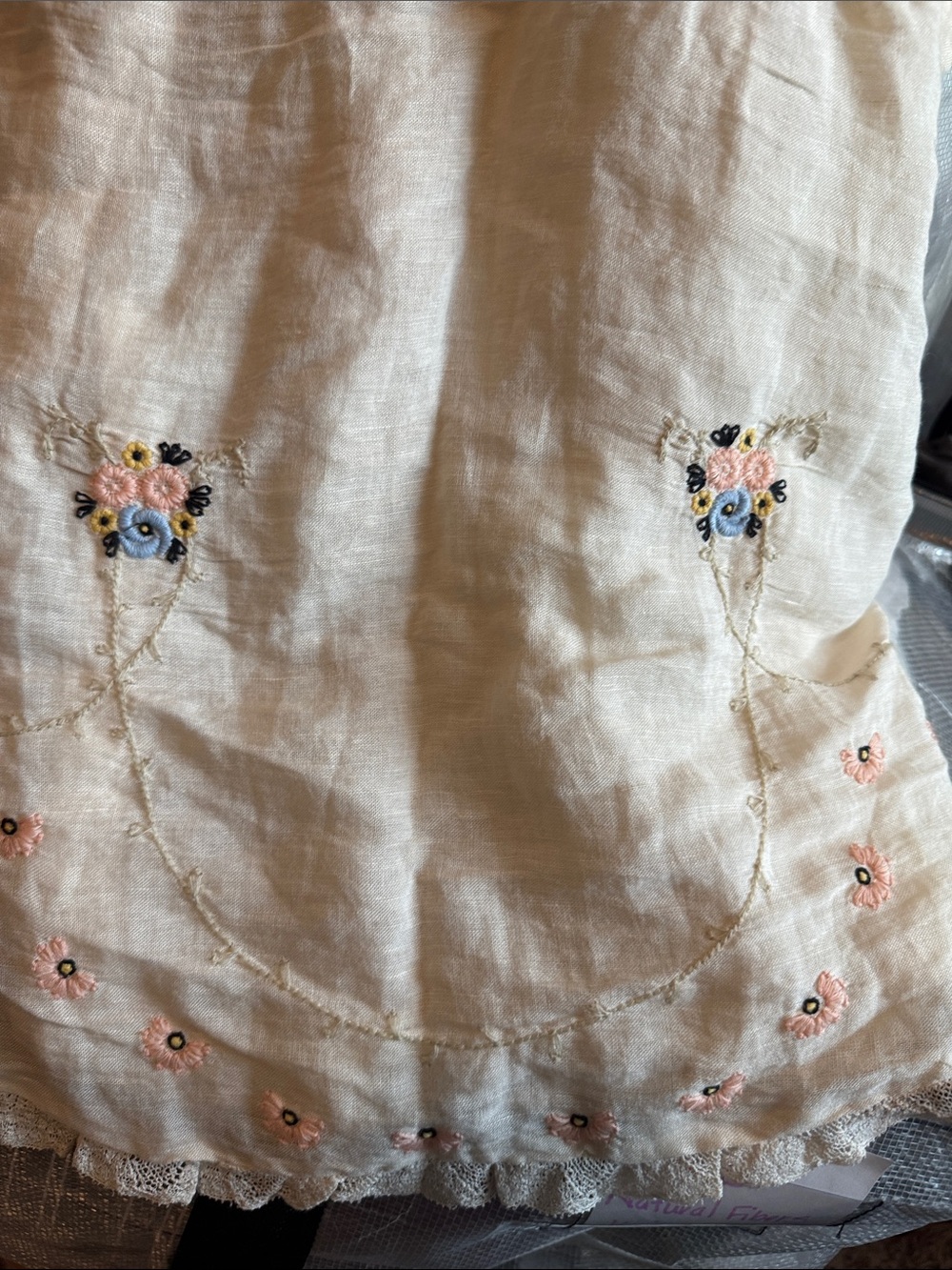 Free People Heirloom Blouse Cream Embroidered Ruffle Tunic Dress - Picture 7 of 9